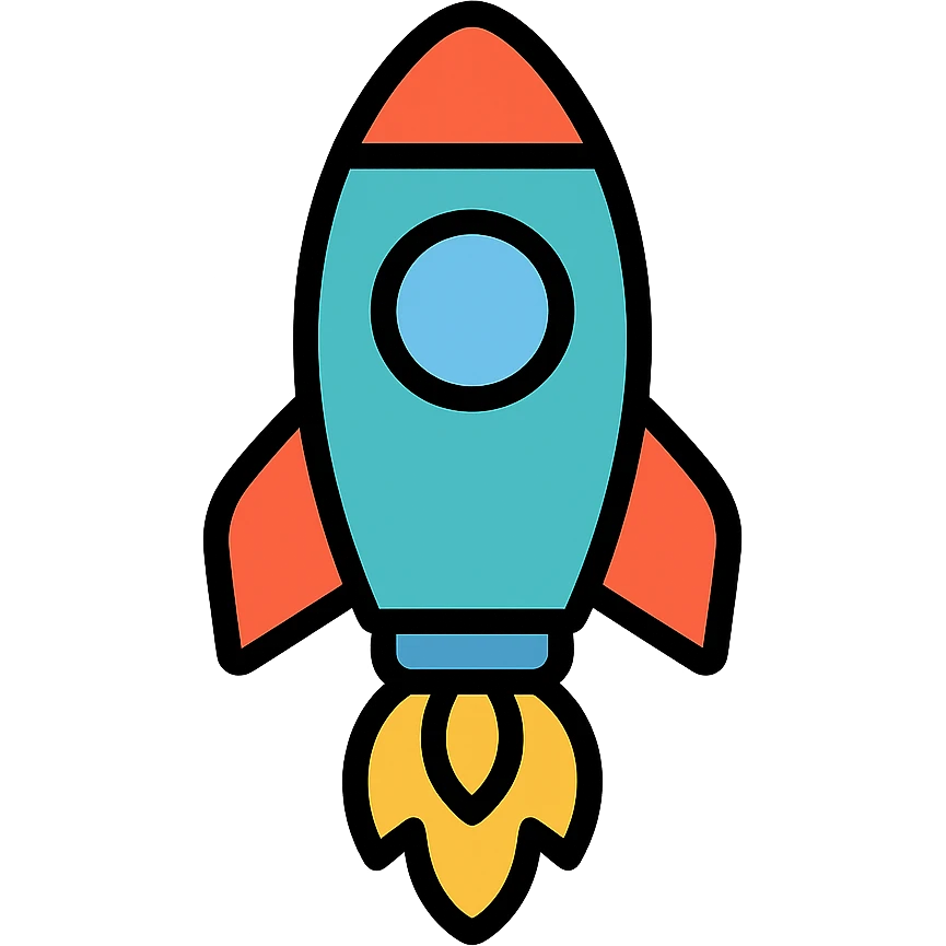 rocket icon, colorful, lineal color icon style emoji
