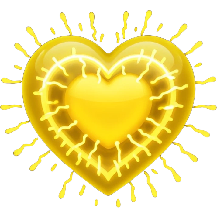yellow heart pulsating with yellow energy particles emoji