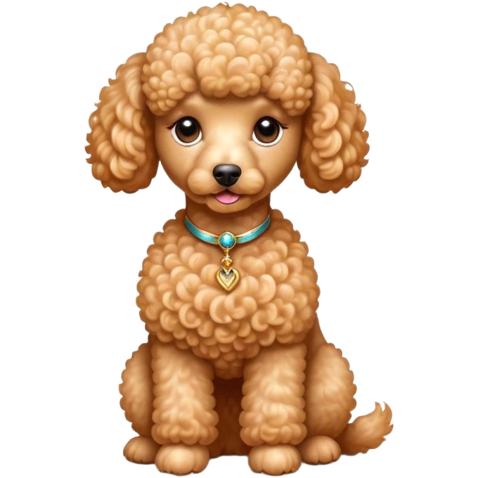Cinematic Noble Apricot Poodle Portrait Emoji, Poised and regal, with a refined, elegant build and a meticulously groomed, curly apricot Fur, deep-set soulful warm eyes, Simplified yet sharp and sophisticated features, highly detailed, glowing with a soft, dignified glow, high shine, intelligent and graceful, stylized with an air of sophistication, focused and attentive, soft glowing outline, capturing the essence of a watchful and confident companion, so majestic it feels as though it could prance out of the screen with effortless authority! emoji