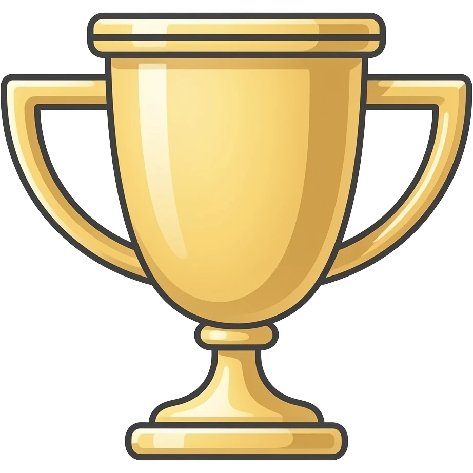 minimalistic line art sticker of a golden trophy, elegant thin strokes, pastel tones, clean vector design, no background, modern aesthetic, 8k emoji