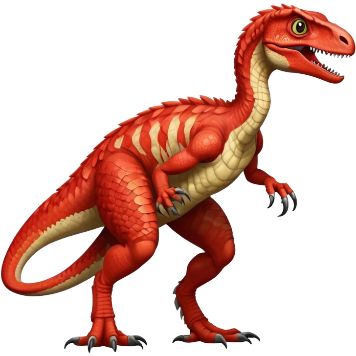 Red velociraptor with 2 legs 2 arms and 1 tail  emoji