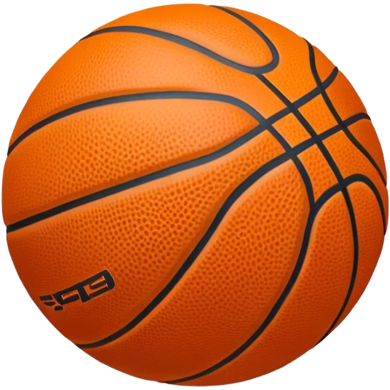 Cinematic Realistic image of a basketball rendered in vivid orange with a pebbled surface texture and crisp stitching details, set against a high-contrast backdrop that highlights its dynamic, sporty essence emoji