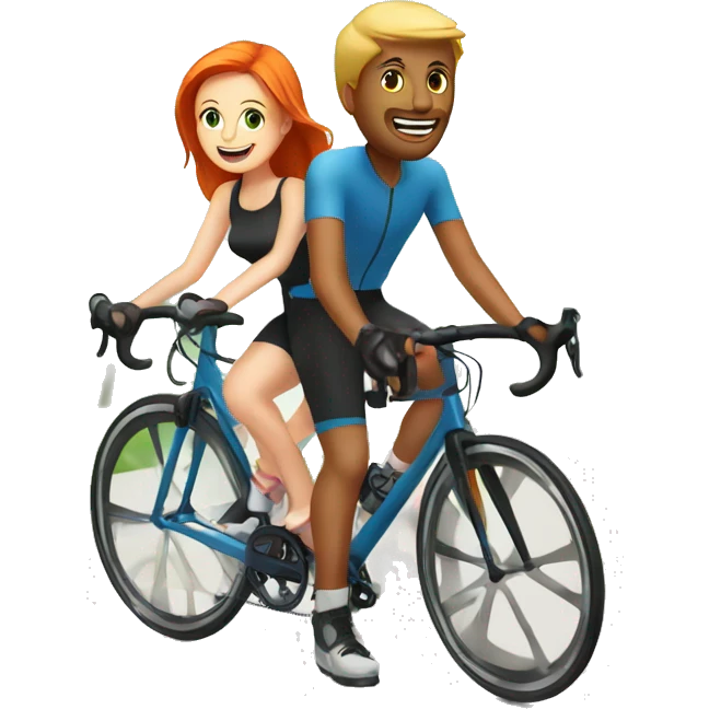 Redhead guy and blonde girl riding their road bikes emoji