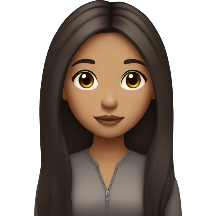 lightskin girl with long straight dark brown hair with middle part and lashes emoji