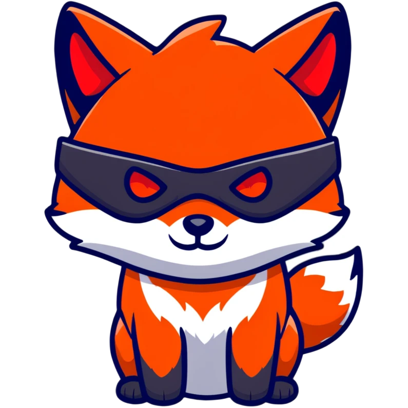 Fox with fiery red eyes, one eye covered with pirate blindfold emoji