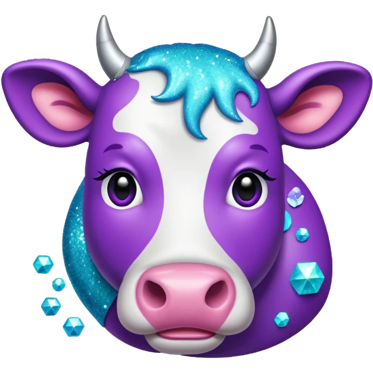 glitter purple and cian vaca emoji