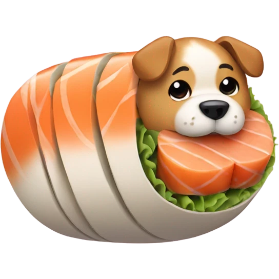 Dog in a sushi roll emoji