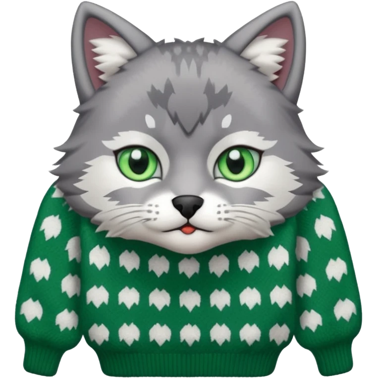 A cat with a Wolf a cat wearing a wolf-shaped sweater emoji