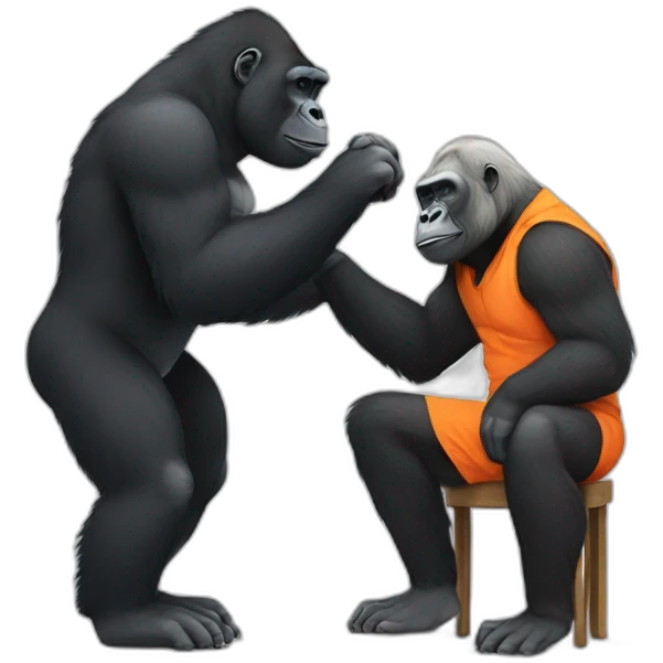 Gorilla being friends with Modi emoji