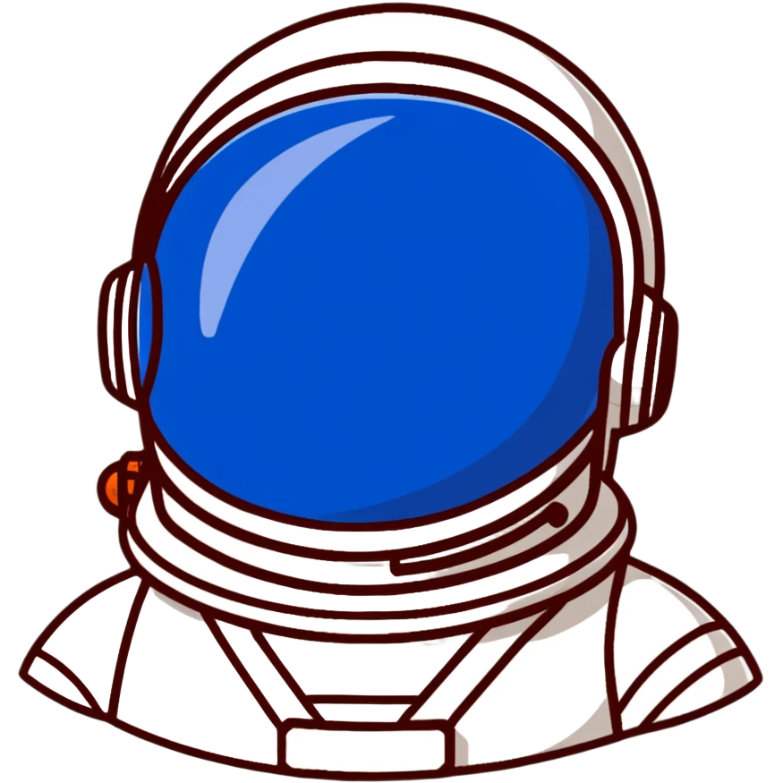 Blue space helmet with red star reflection on visor emoji