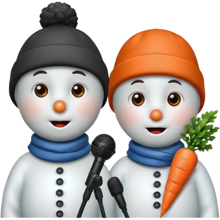 snowmen holding microphone wich sweat cap emoji