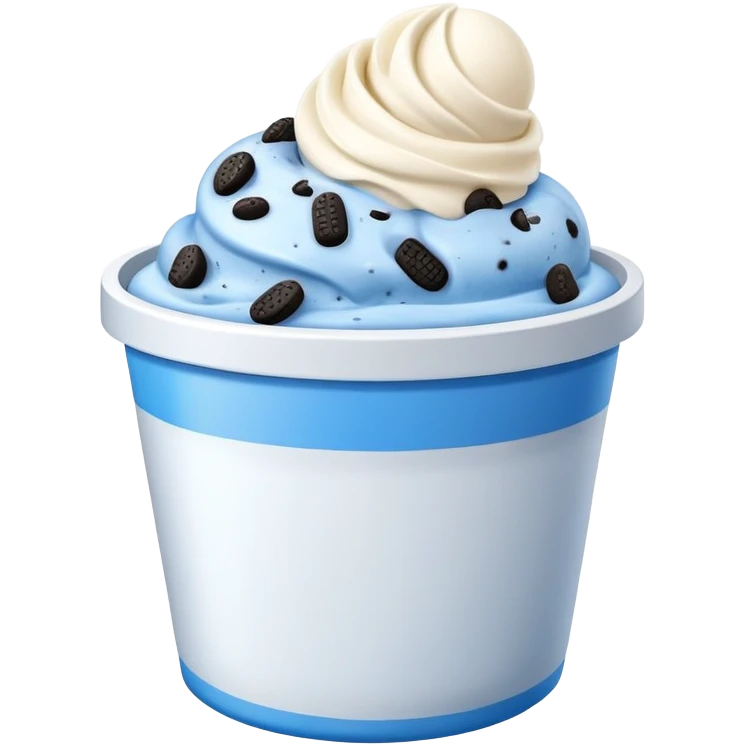 Blue cookies and cream ice cream in a bucket emoji