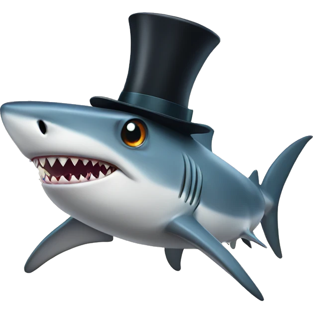 Shark with a top hat emoji