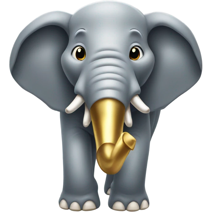 Smiling Elephant with gold teeth in mouth  emoji