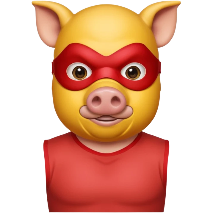 a pig hero with yellow mask and wearing shirt emoji
