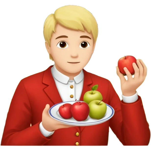 ein tiefer Teller mit breitem rand, darin ein haufen mit gelber Krümel unterschiedlicher Grösse. obendrauf seitlich ein Häufchen Apfelmus. ein Löffel steckt drin emoji