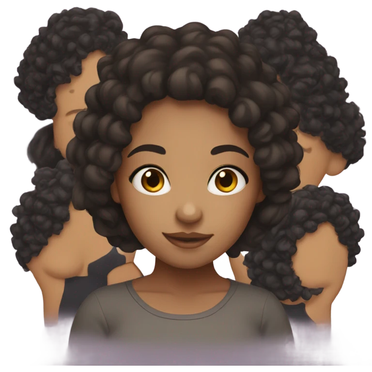 mixed girl with dark curly hair  emoji