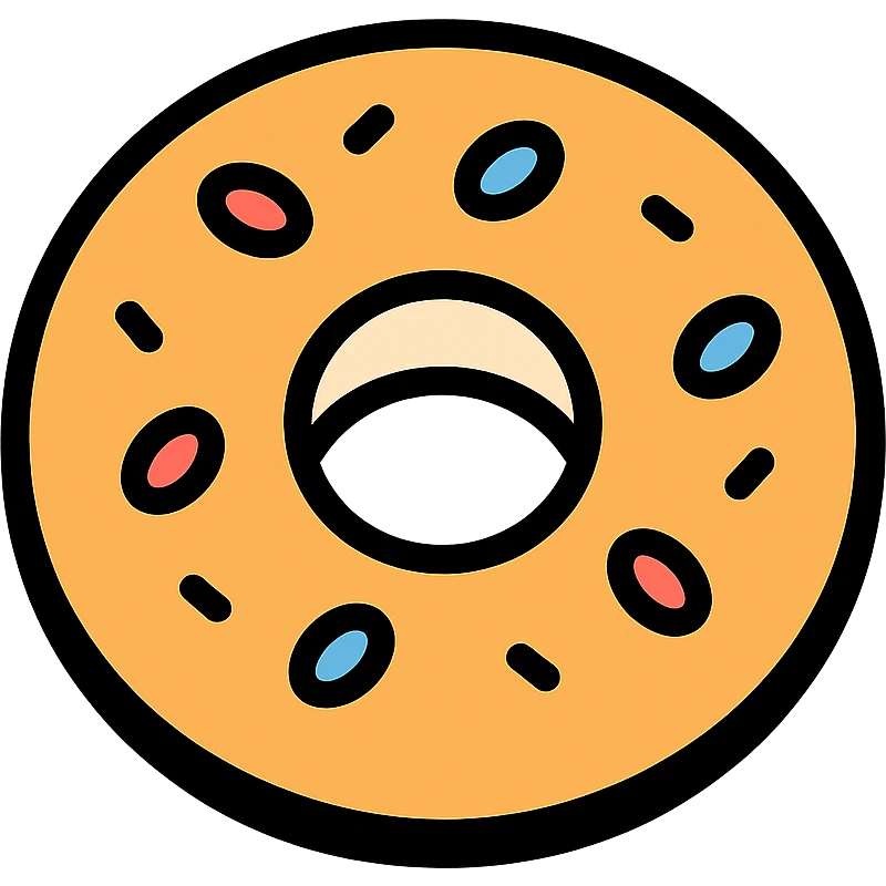 outlined icon of an aesthetic bagel with color accents emoji