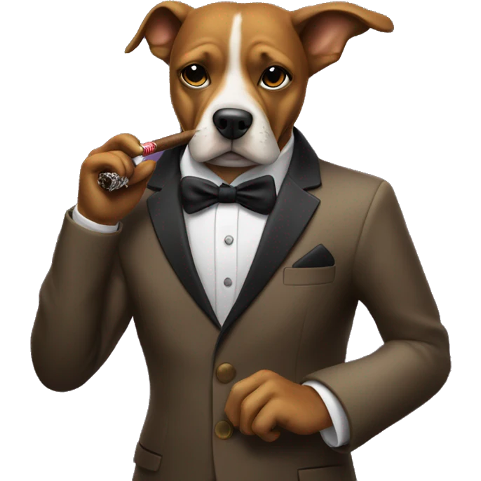Dog wearing a blazer smoking a cigar at a nightclub emoji