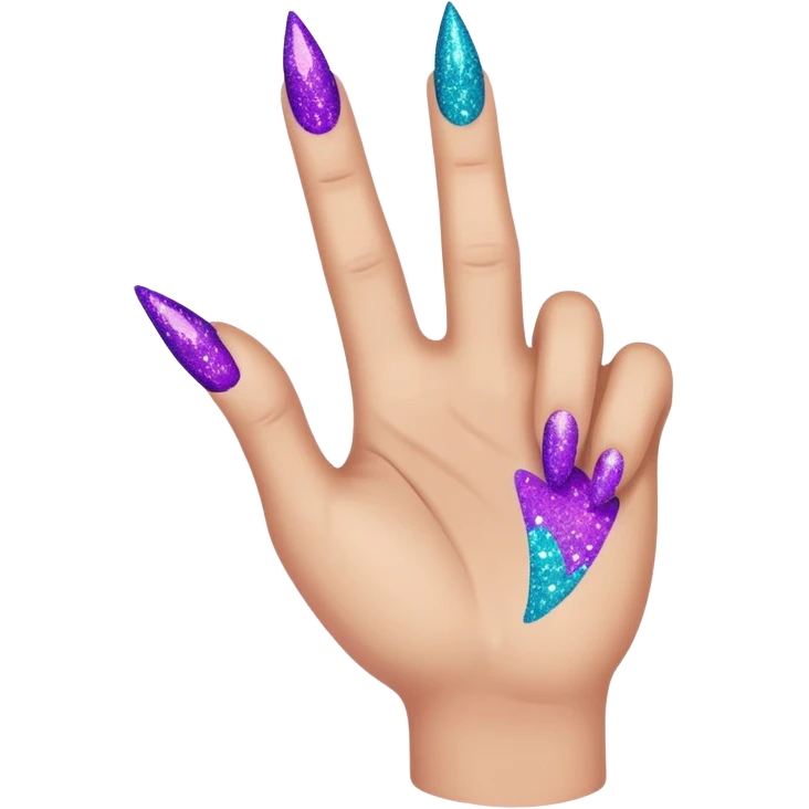Glitter Roxo e Ciano Mão apontando para direita emoji