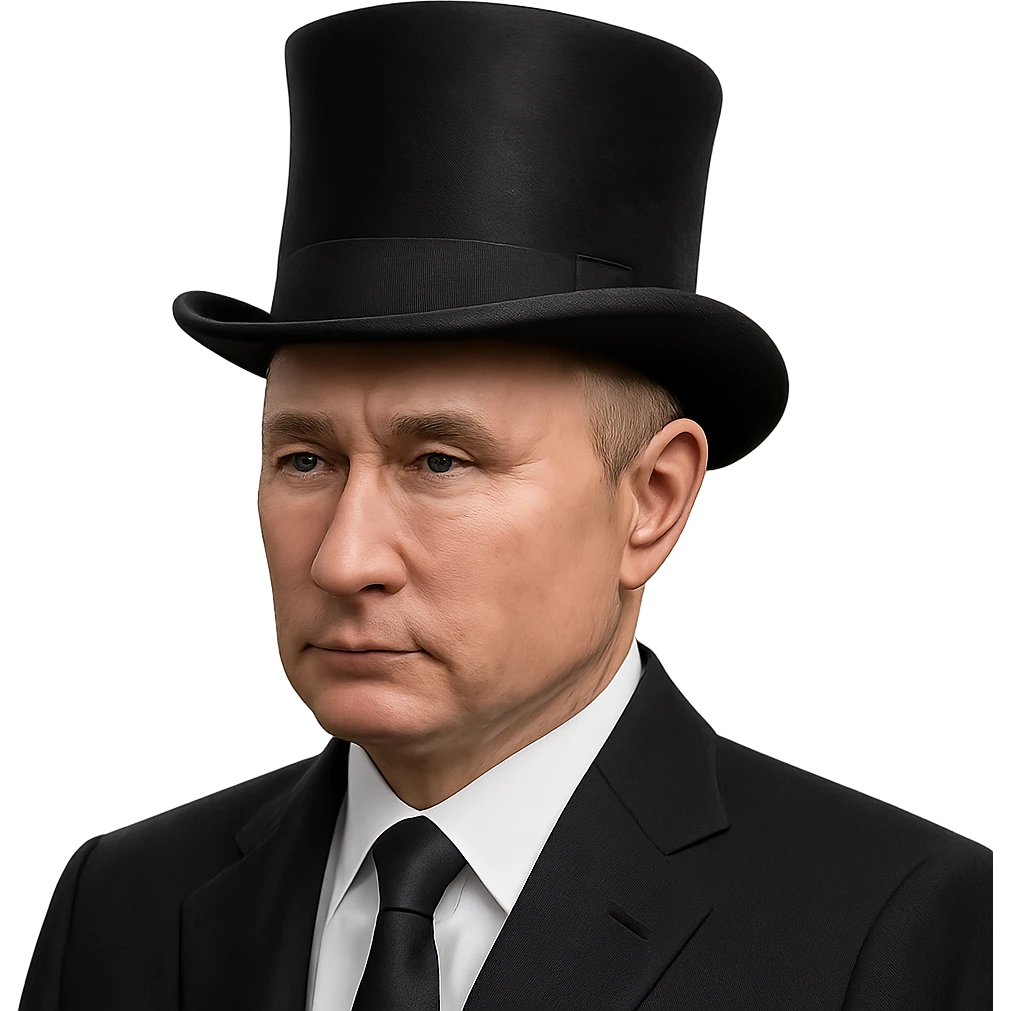 realistic Putin in a black top hat emoji