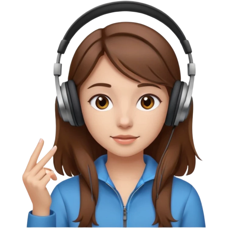 Brown-haired girl creating a video to post on instagram emoji