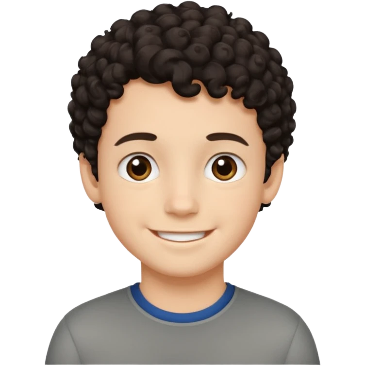 boy, dark and short curly hair, medium white skin,  emoji