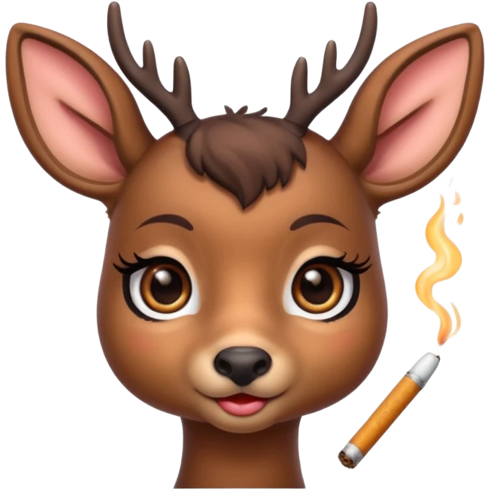 Cute female deer with cigarette with a bow bigger eyes bigger eyeliner and eyelash dont make it look human emoji