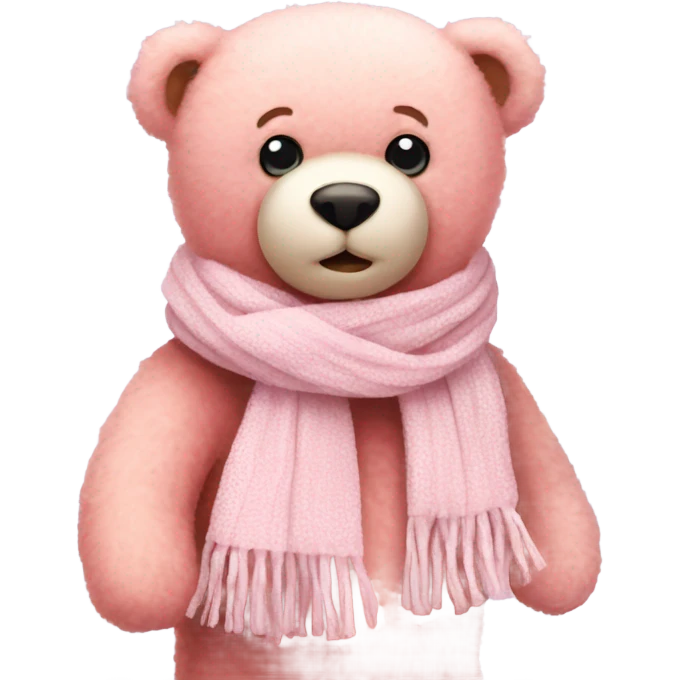 pastel pink teddy bear with scarf emoji