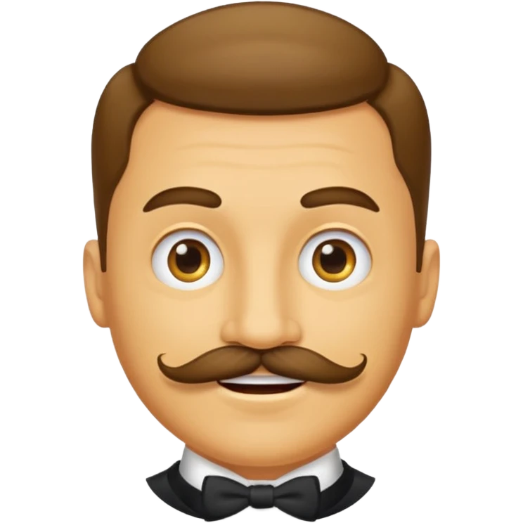 Happy yellow circular face of a posh male with a mustache emoji