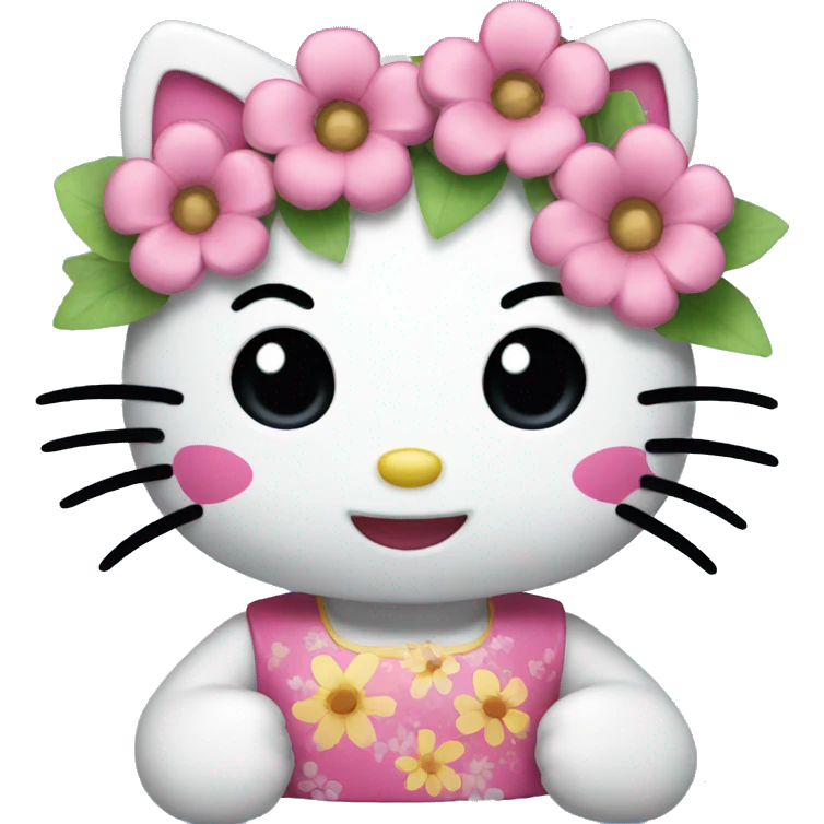 Hello kitty with  flowers  emoji
