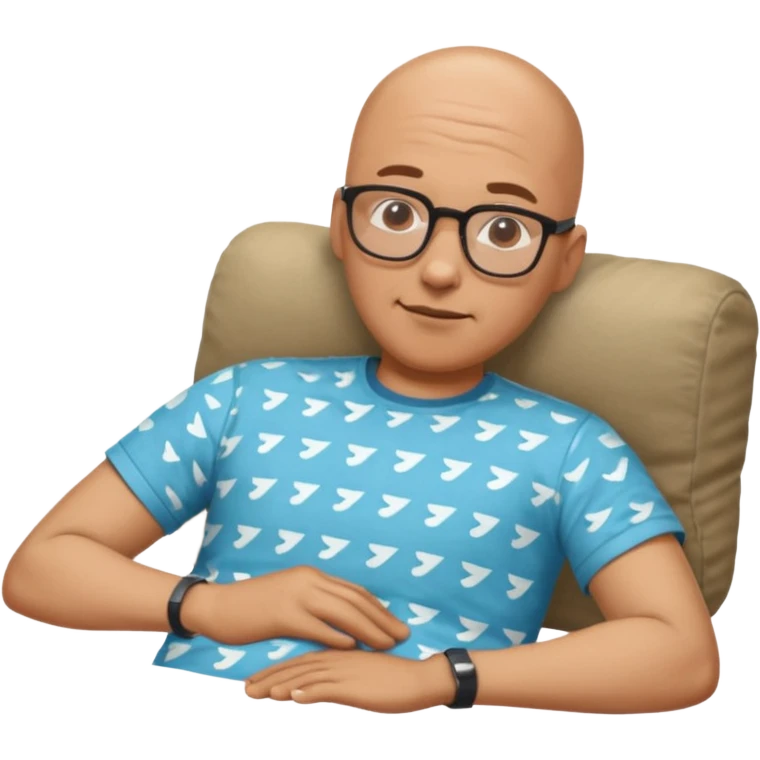 nap time laying down bald man with glasses with z emoji add shirt emoji