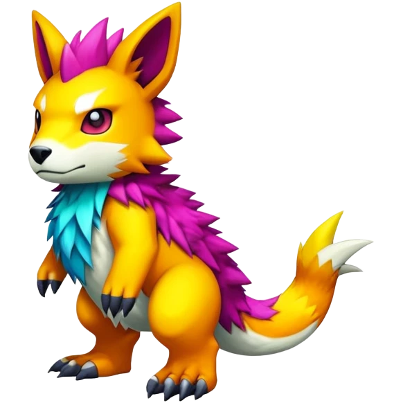 Colorful kawaii cool edgy Digimon-Fakemon-animal full body emoji