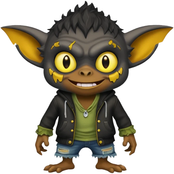 Gremlin with black skin emoji