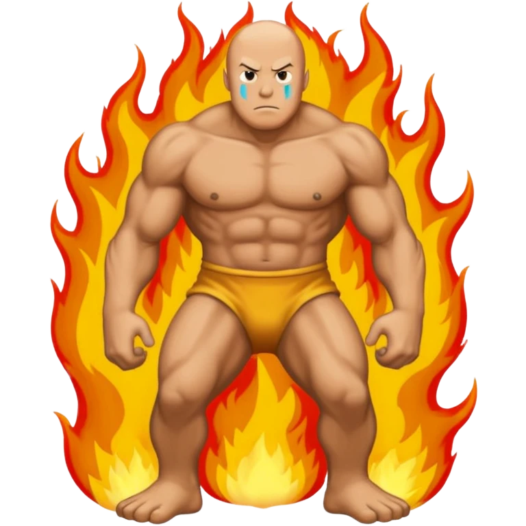 A biant big foot on fire with saitama emoji