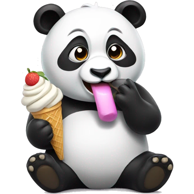 Panda eating ice cream emoji