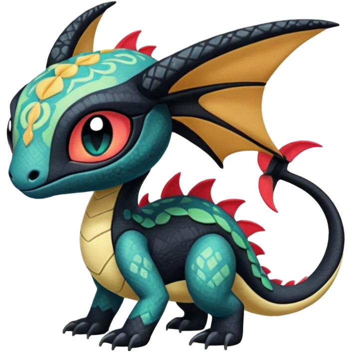 Colorful Exotic Meloetta-Toothless-Salandit-Stitch-Fakémon-creature-hybrid emoji