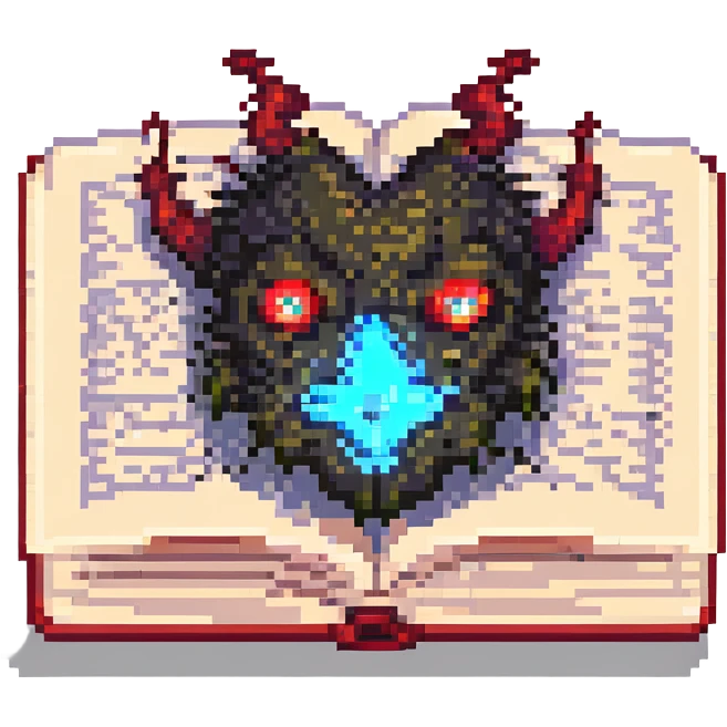 red cursed book with glowing eyes emoji