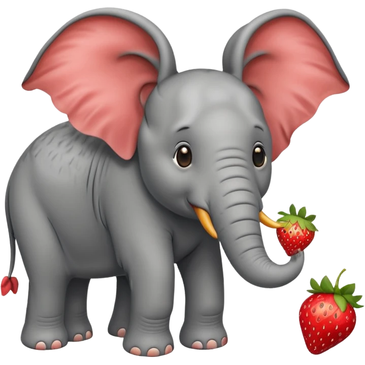 Elephant strawberry feeding birds emoji