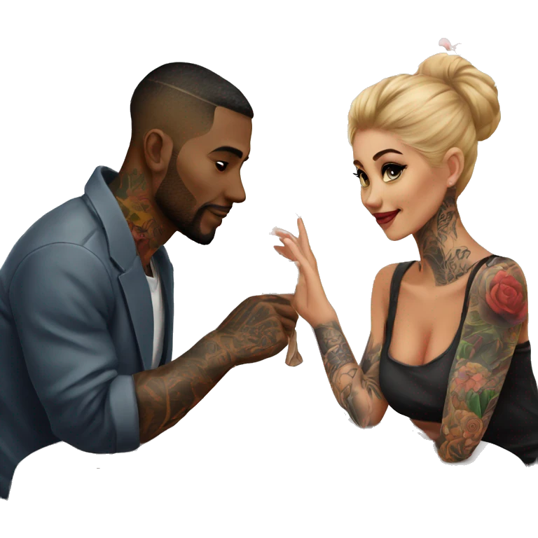 Romantic sushi dinner date for beautiful tattooed couple emoji