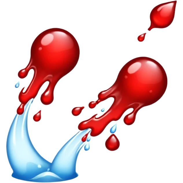 Blood droplets splashing flashing flowing off sputtering to the left emoji