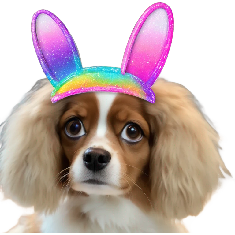Lisa Frank Easter bunny headband on dog emoji