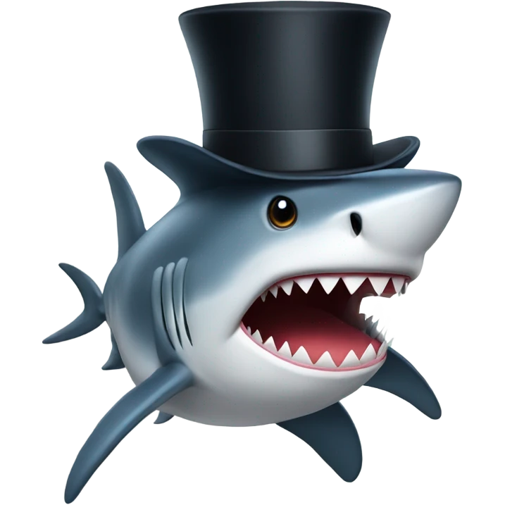 Shark with a top hat emoji