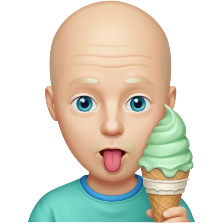 Bald man with blue eyes Licking a mint ice cream cone emoji