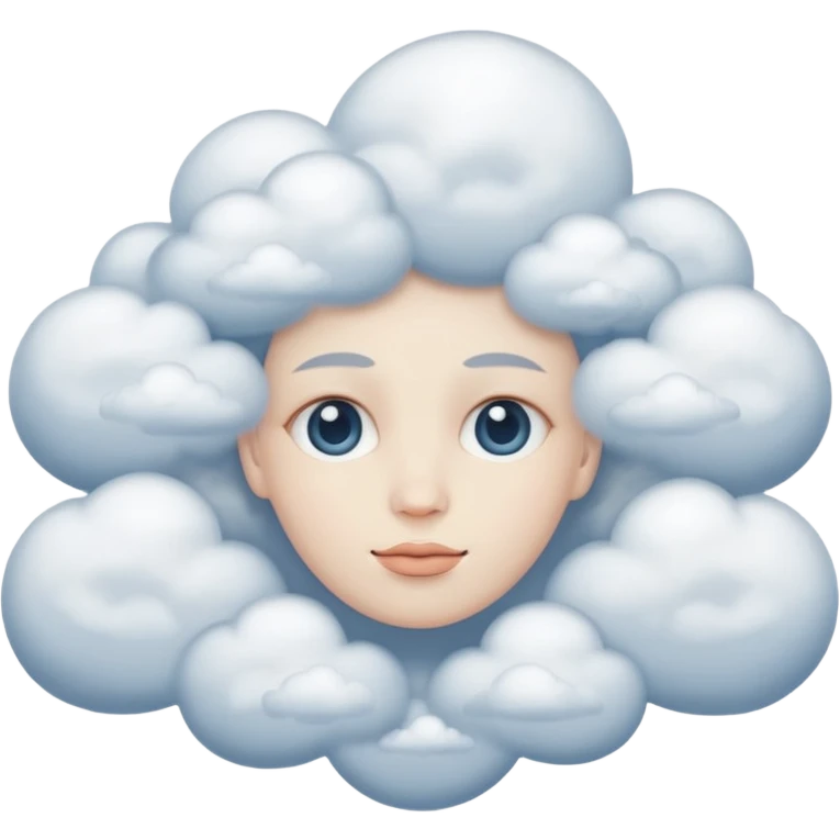 No mouth face in clouds emoji