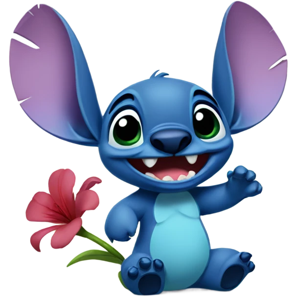 Stitch Disney avec une fleur emoji