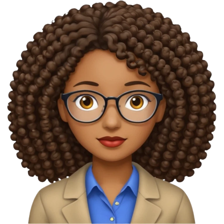 Black female teacher with curly hair and no glasses emoji