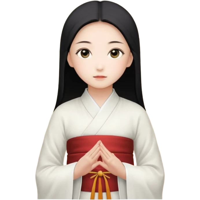 3D emoji卡通风格形象，年轻女孩，黑棕色长发+平刘海，方形黑框眼镜 emoji