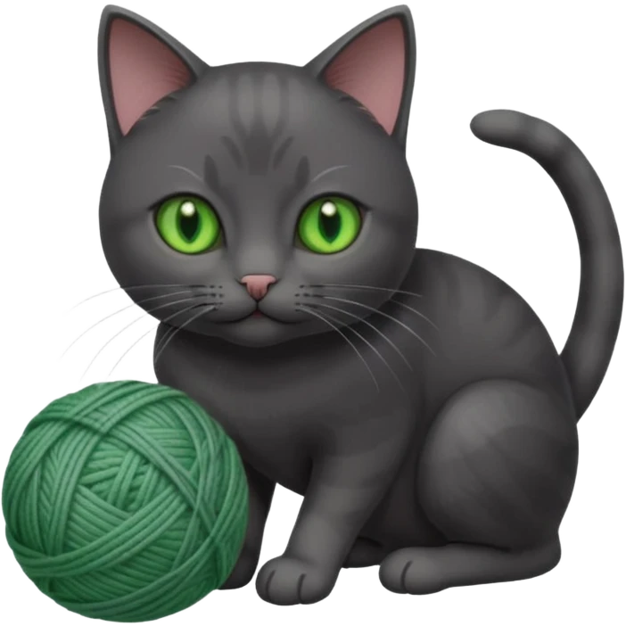 beautiful female solid dark grey cat with green eyes, white toes/paws and white patch on her chest playing emoji