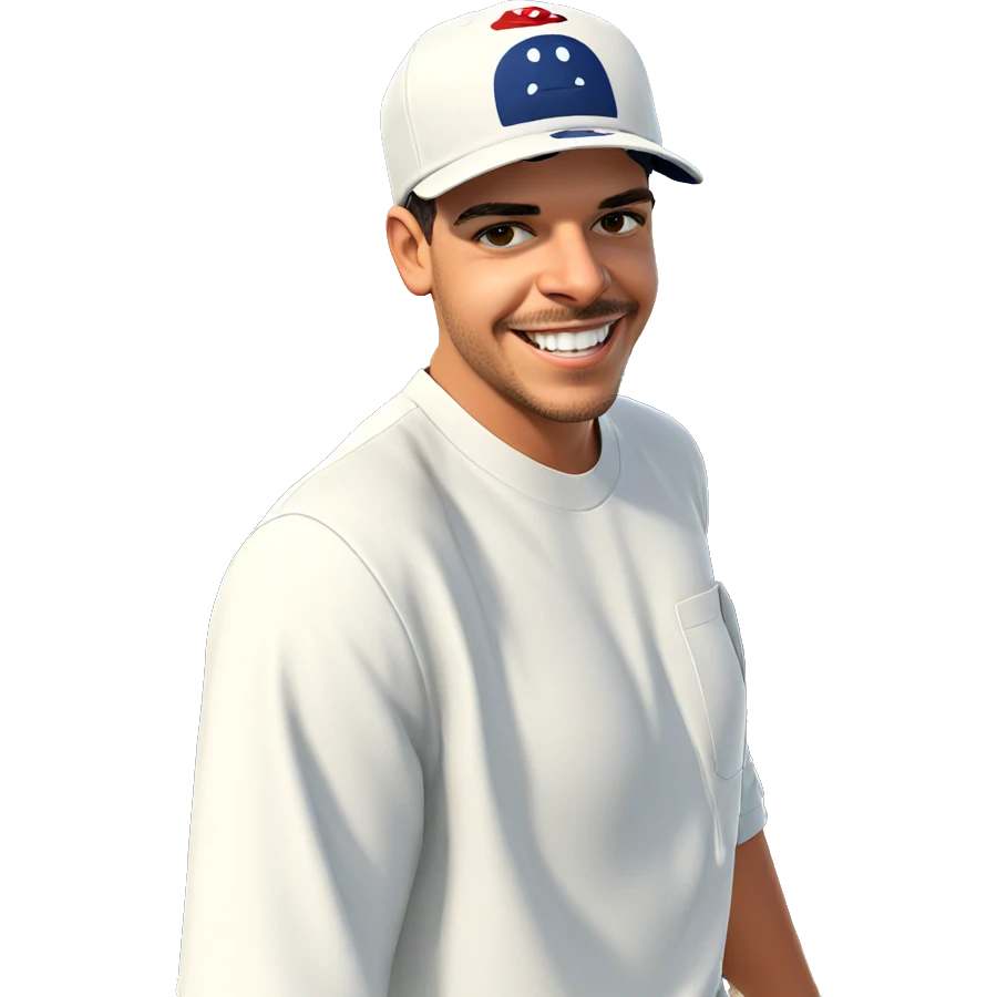 smiling boy in baseball cap emoji